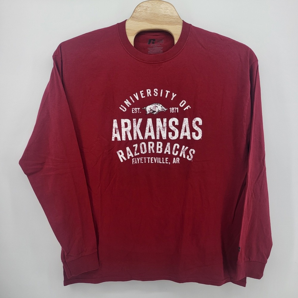 Russell University of Arkansas Razorbacks Long Sleeve T-Shirt Maroon Men's 2XL